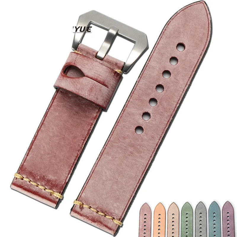 

Wild Genuine Leather Calf Soft Watchband for Panerai for Breitling Strap Watch Blue Green Bracelet Man Bracelet 2022/24/26mm Man