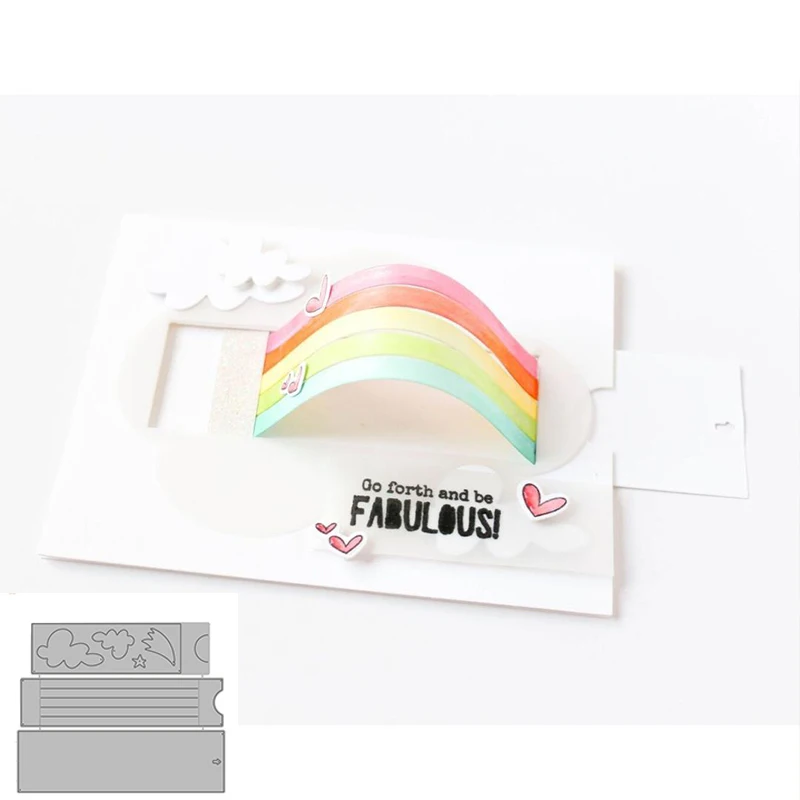

Raindow Slide Cards Stencil Metal Cutting Dies Silver For Scrapbooking Album Photo Paper Card Craft New Template Winter Dies