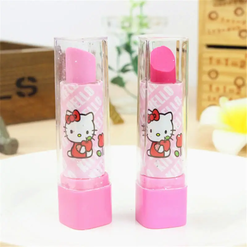 2pcs/lot New Arrivals Lipstick Design Student Eraser Hello Kitty Eraser