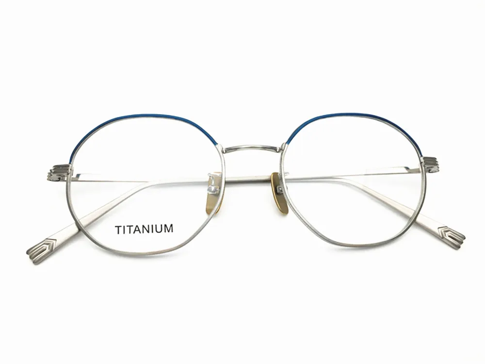 

Irregular Desgin Titanium with acetate Fashion Men Eyeglasses Frame Ultra Light IP Electronic Plating Full Rim Glasses 16031