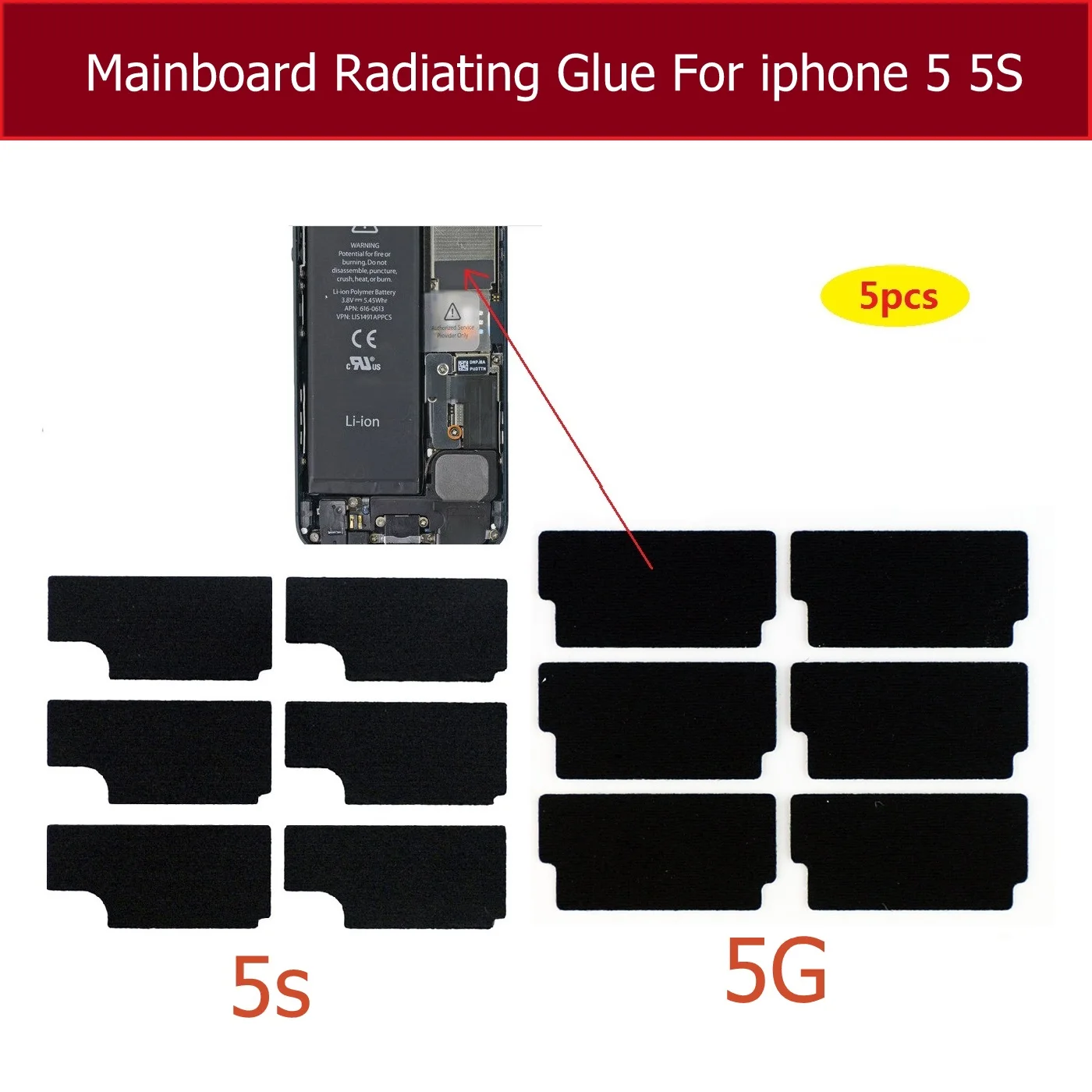 5pcs Original Motherboard Cooling Sticker For Iphone 5 5s Mainboard