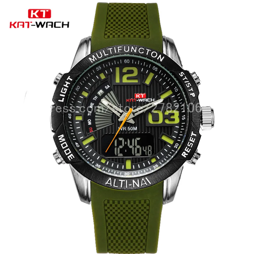 

KAT-WACH Sport Watch Men Top Brand Luxury Silicone Quartz Waterproof Digital Watch Men Clock Male watch relogio masculino