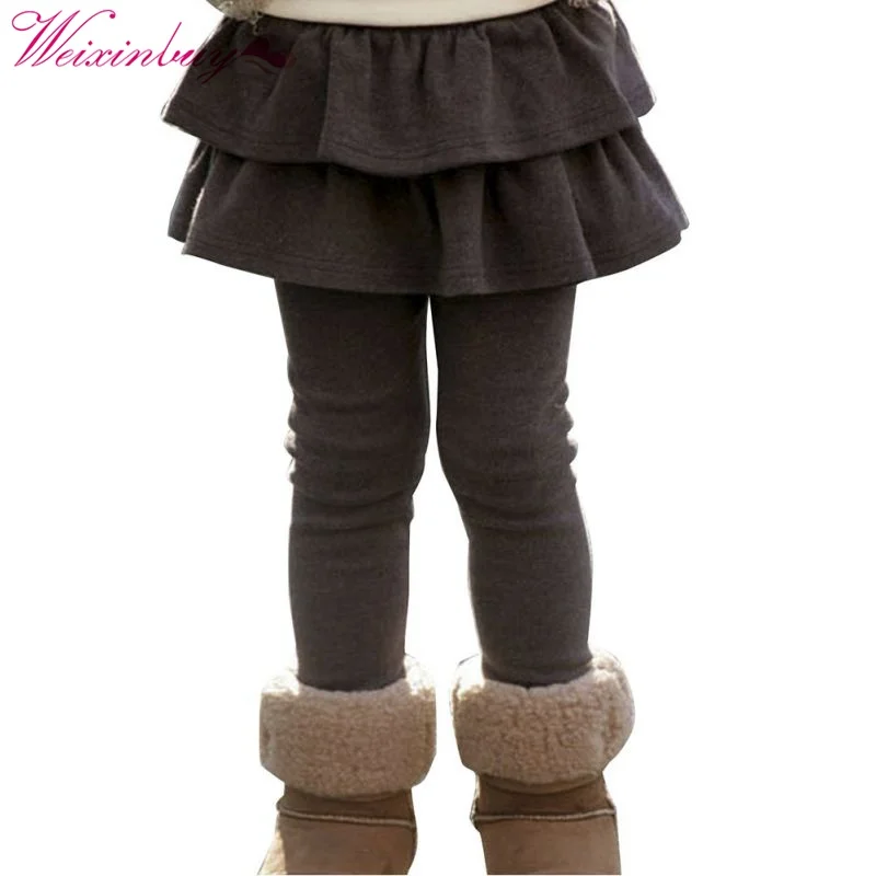 Autumn Winter Warm Cute Child Leggings Kids Culottes Cake Tutu Ruffle Pants Girls Skirt Trousers zip closure layered ruffle skirt