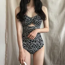 Купальник, закрытый бикини для бассейна, Piecework, купальный костюм для женщин, с цветком, с высокой талией, с бантом, костюмы для женщин