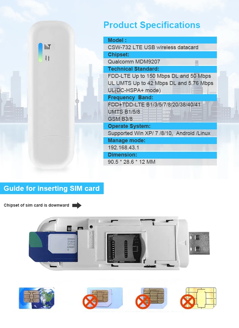 Cioswi 4 г LTE USB МОДЕМ WiFi сетевой адаптер с Wi-Fi точка доступа sim-карта FDD TDD 150 Мбит/с Универсальный 3g 4 г беспроводной маршрутизатор