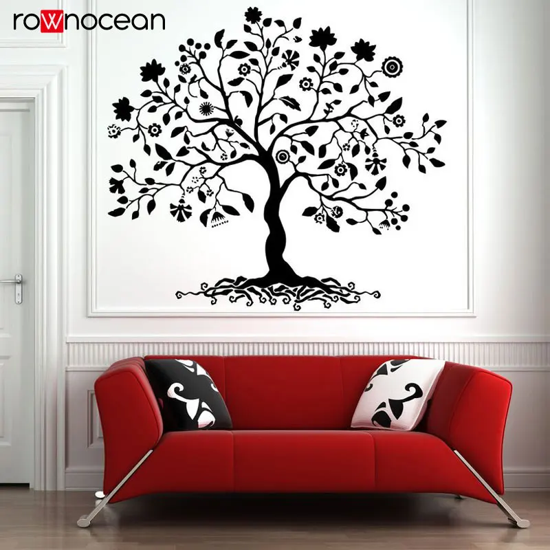 

Wall Sticker Tree Forest Flower Branch Decals Home Decor For Living Room Bedroom Removable Mural Modern Decoration Interior 3372