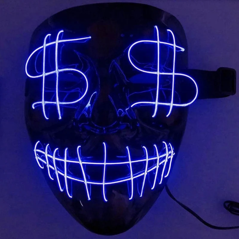 Хэллоуин EL маска очищающие маски выбор тушь для ресниц костюм DJ вечерние светильник маски Светящиеся в темноте 10 цветов для выбора - Цвет: 5L
