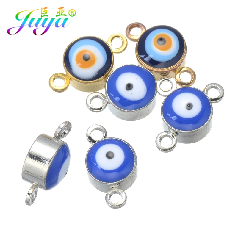 

Dropshipping Turkish Jewelry Findings Enamel Craft Greek Evil Eye Charm Connectors Accessories For Women Earring Bracelet Making