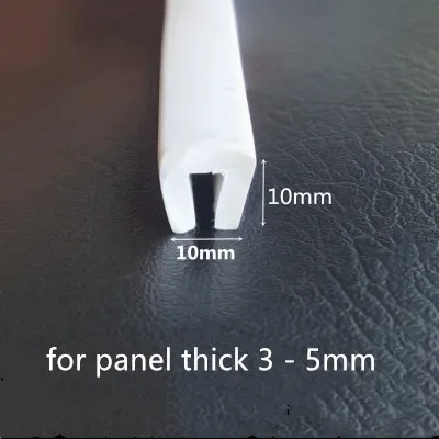

Rubber Sealing U Strip 10x10x10mm for 3 - 5mm thick Glass Metal Car Wood Panel Board Edge Encloser Shield Black