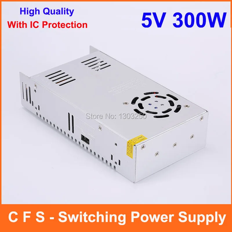 

10pcs Single Output Switching power supply 5V 60A 300W Transformer AC To DC 5 V SMPS For LED Strip Light Free DHL shipping