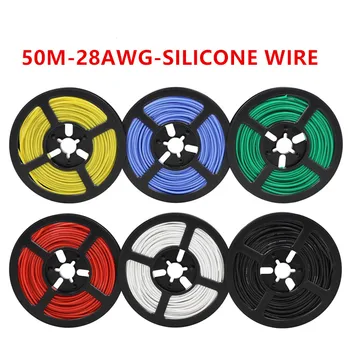 

50M/lot 164ft 28AWG Flexible Silicone Wire Cable wires RC Cable Copper Wire soft Electrical Wires cable for DIY Industry