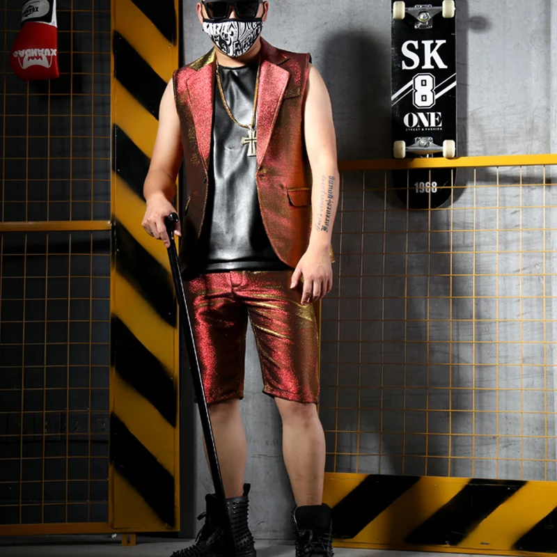 M-6XL! ночной клуб бар певица DJMCDS сценический костюм GOGO Костюмы цвет Серебряный шелковый блестящий костюм серии жилет
