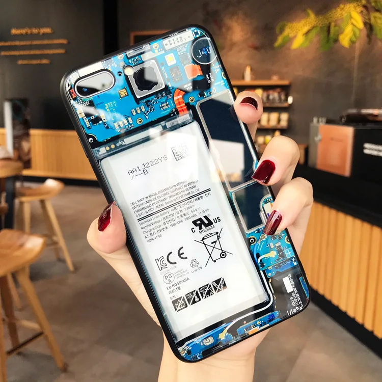 Стеклянный чехол для iPhone X креативная забавная материнская плата задняя панель