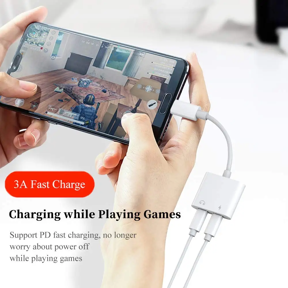 2 в 1 двойной тип c адаптер aux аудио usb Тип cargador для huawei p20 lite supercharge