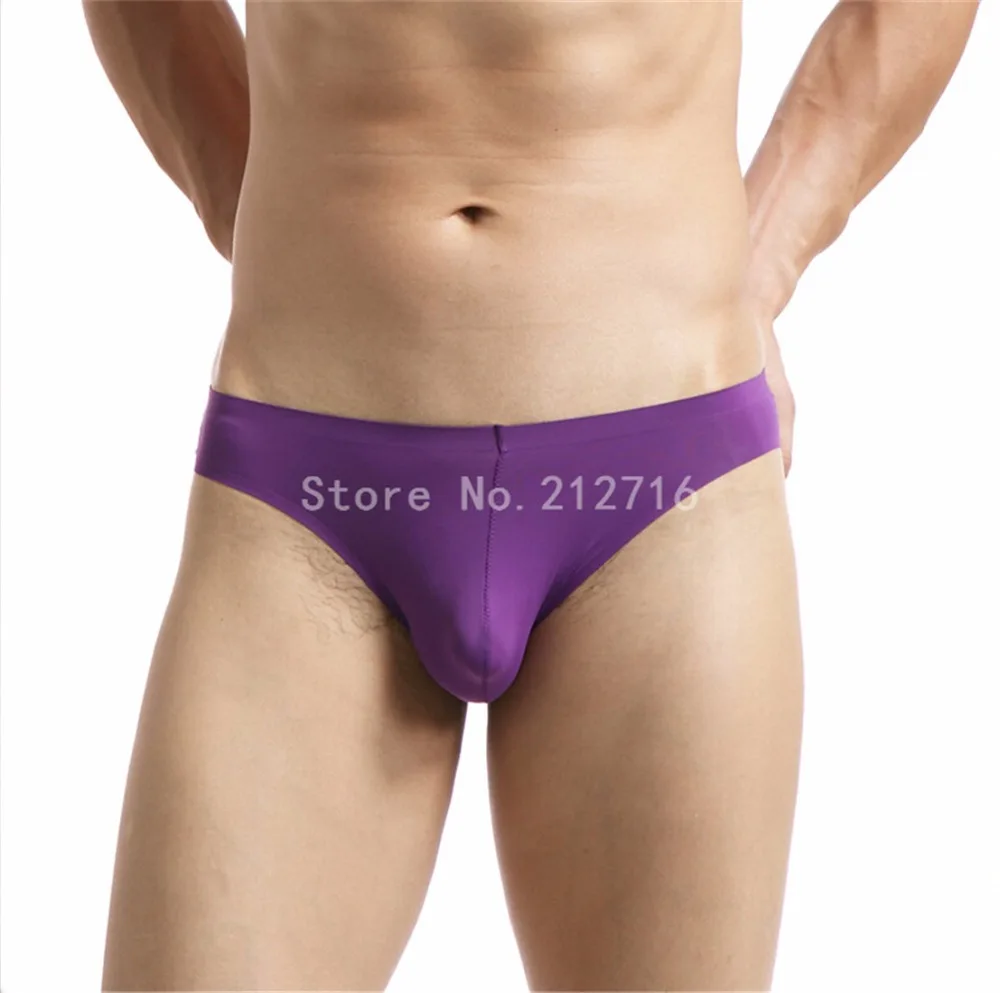 

Men's Comfortable Sexy Seamless Bikini Bulge Pouch Ice Silky Soft High-quality Briefs Panites Underwear Size M/L/XL/XXL