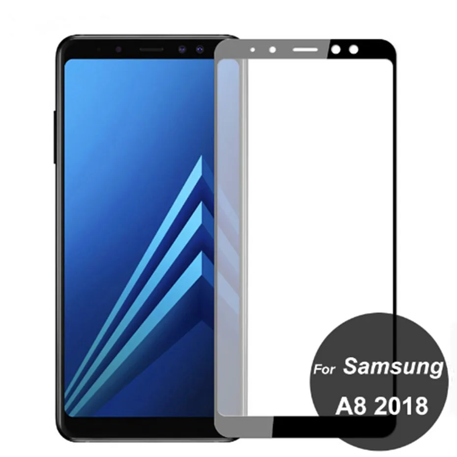 Полное покрытие из закаленного стекла для Samsung Galaxy A8 Plus 2018 Защита экрана + A530F A530 A730