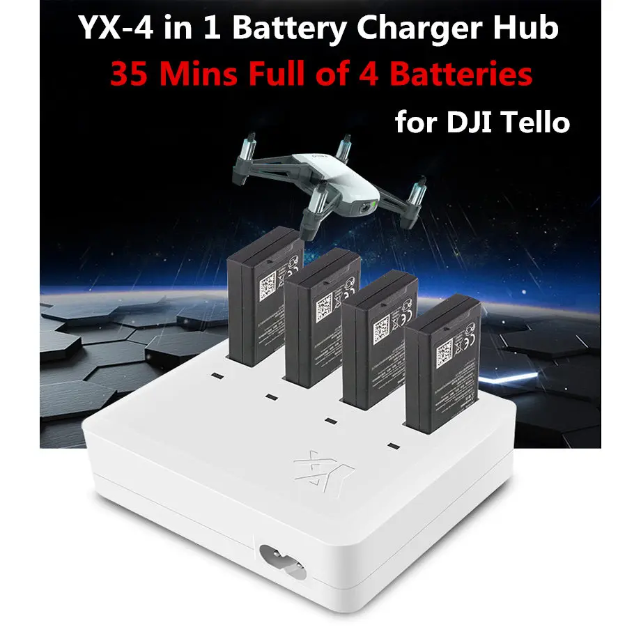 2A Tello Charger 4in1 Multi Battery Charging Hub for Tello Intelligent Flight Battery Quick Charging 35 Mins to Fill 4 Batteries-1