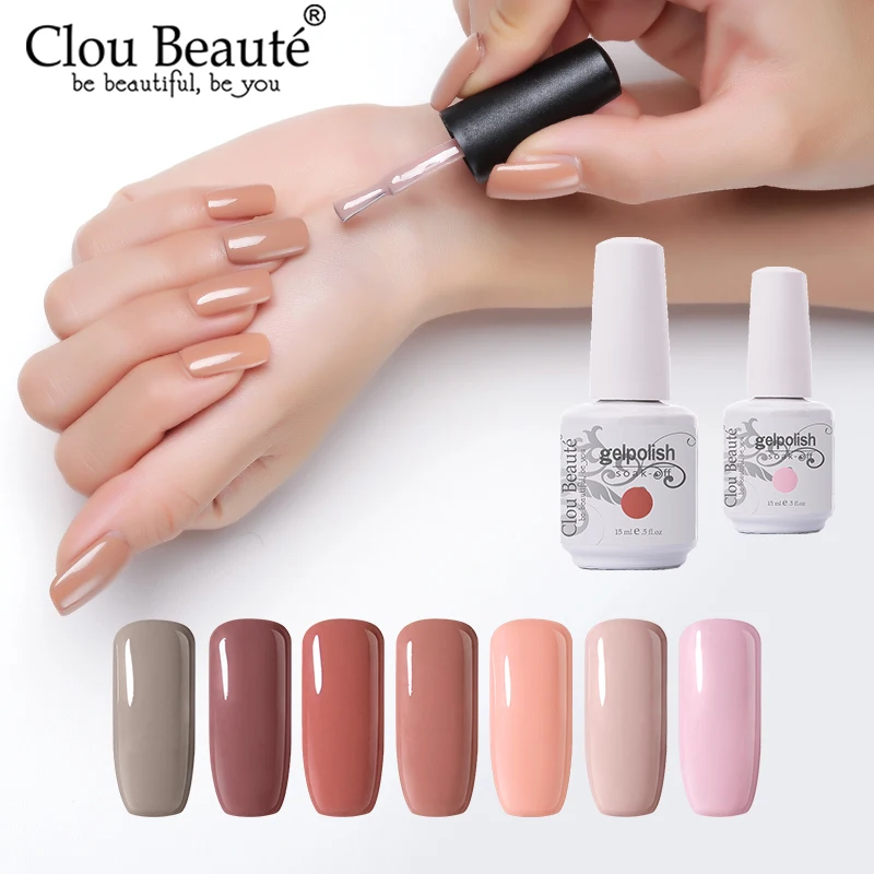 

Clou Beaute Gel Nail Polish Nude Pink Red Soak Off UV Gel Varnish 47 Color Lacquer Glitter Base and Top Coat Nail Art Manicure