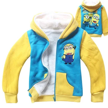 

Baby Cotton Toddler Winter Coat Children Zipper Clothing Kids Jacket Winter Boys 7 Coat Minions Cartoon Yellow Blue 4-12t 1856