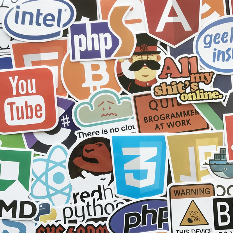 50Pcs Developer Programming Sticker Java JS Php Internet Bitcoin Html For laptop