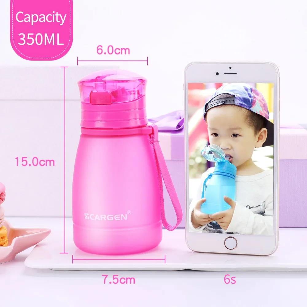 Food grade Plastic Kids Sports Water Bottle with Straw and Rope Girl's