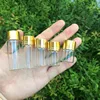 6pcs 5ml 10ml 15ml 20ml 25ml 35ml Glass Bottles with Gold Plastic Screw Caps Empty Glass Jars Crafts Bottles Food Grade Storage 1