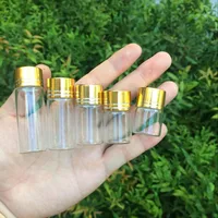6pcs 5ml 10ml 15ml 20ml 25ml 35ml Glass Bottles with Gold Plastic Screw Caps Empty Glass Jars Crafts Bottles Food Grade Storage 1
