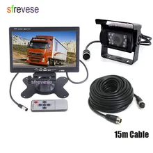 4Pin Impermeabile del CCD Telecamera di Retromarcia di Backup della Macchina Fotografica di Trasporto 15 M Cavo + 7 “LCD Car Monitor Caravan Vista Posteriore Kit per il Bus del Camion