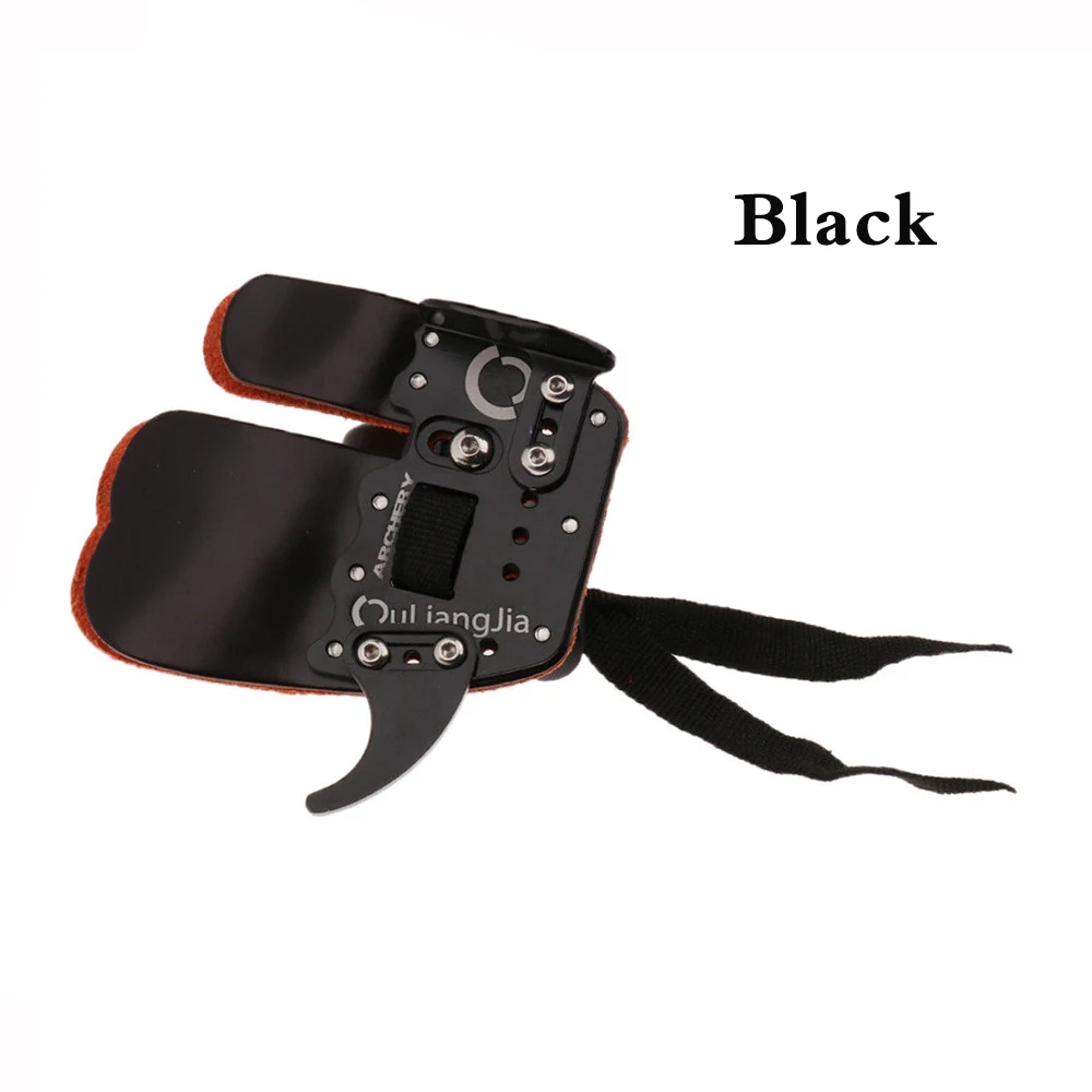 Aluminum Leather Archery Finger Tab Right Hand Archery Finger Guard Protection Pad Glove Tab Recurve Bow Finger Protector
