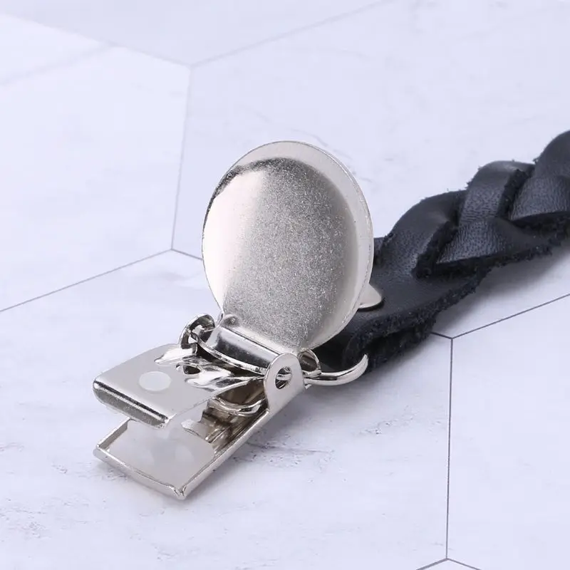3pcs Baby Pacifier Clip Faux Leather Anti Fall Strap Teething Nipple Holder