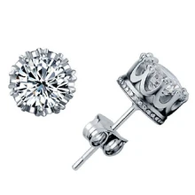 Модные ювелирные изделия из стерлингового серебра 925 пробы, искусственные камни AAA, кубический цирконий, женские серьги с короной для любви, подарок