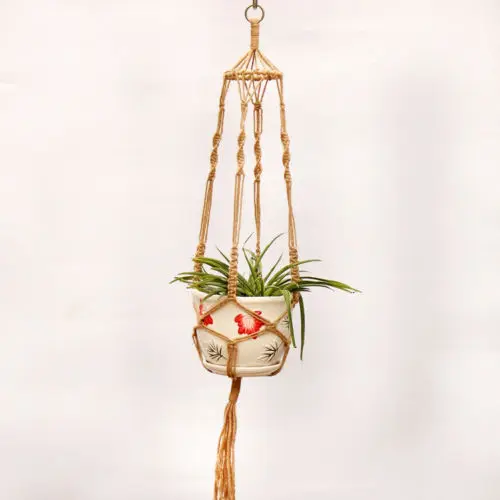 Garden Decoration Flowerpot Hanging Rope Basket Handcrafted Braided Hanger Pot Hemp Rope Flower Pots For Garden Green Plant - Цвет: 4