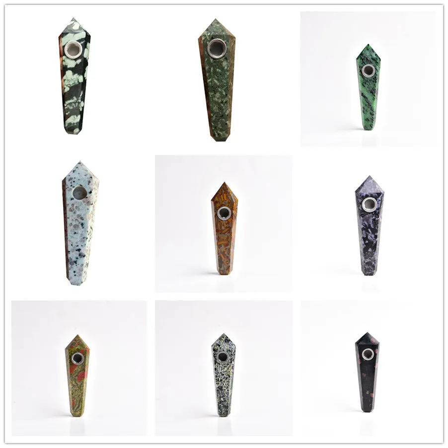 Goede Drop verzending groothandel Natuurlijke Quartz Clear crystal pijp roken pijp point wand met logo