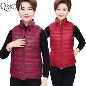 

Women Plus Size Autumn Winter Warm Vest Sleeveless Women Coats Lightweight Vests Casual Waistcoat Jacket 2019 New Mom's outwear