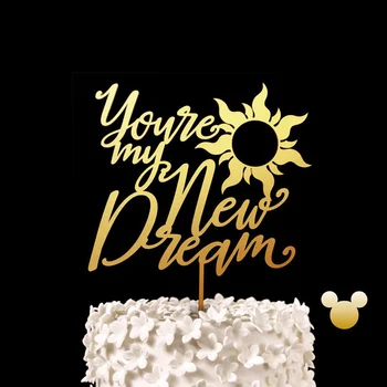 

Personalized You're my New Dream Disney Wedding Cake Topper With Sun Rustic Romantic Engagement Bridal Shower Party Decor