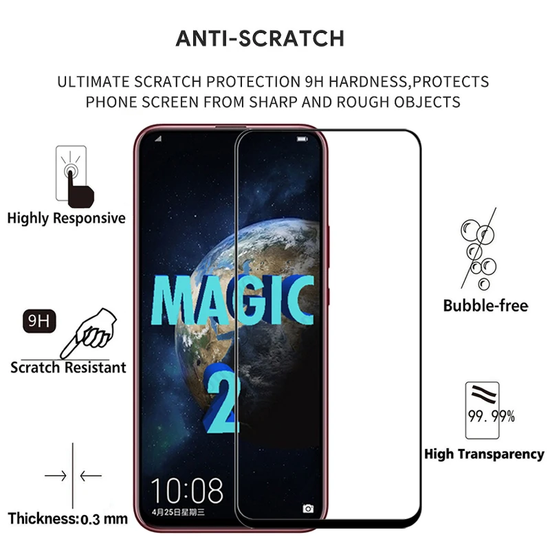 2 шт. Полное покрытие закаленное стекло для huawei Honor Magic 2 Защита экрана Защитное стекло для TNY AL00 TL00 пленка