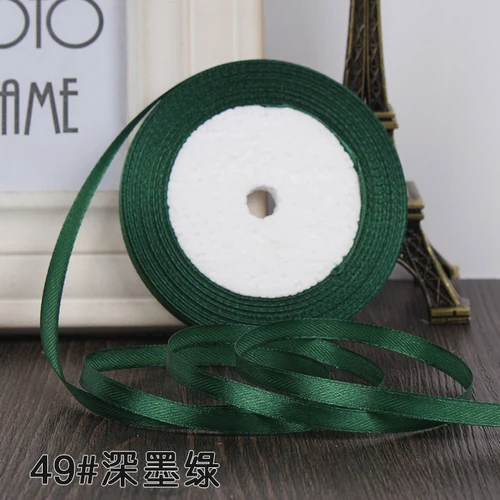 25 Yards/roll) Satin Ribbon Gift Packing Christmas Decoration Diy Ribbons Handmade Bow Craft Ribbons Card Gifts Wrapping 6mm - Цвет: Dark green