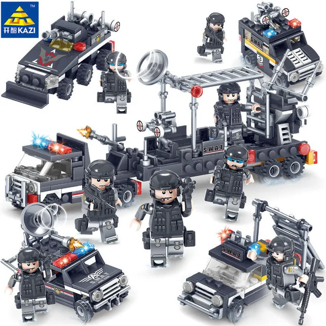 KAZI City Police 4 в 1 SWAT Car Truck бронированные фигурки строительные блоки кирпичи