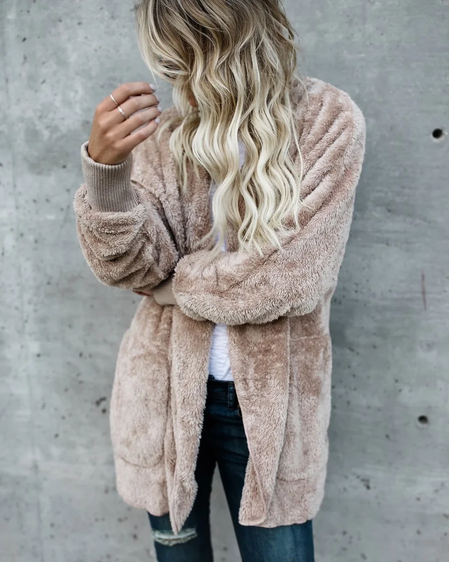[Lakysilk] зимний теплый с капюшоном женский кардиган свободный рукав летучая мышь Повседневный толстый свитер для женщин модный однотонный размера плюс женское пальто