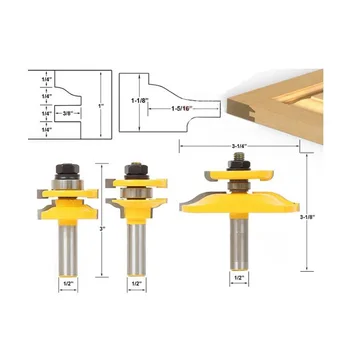 

3pcs 1/2'' Shank Rail & Stile Door Panel Woodworking Cutter Tool Cabinet Router Bits Set For Woodworking Tools