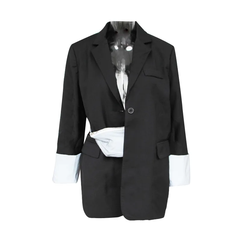 Spring 2019 New Fashion Loose Tinted Long-sleeved Sparkly Little Suit Jacket Women Jackets and Coats Black Suit Women