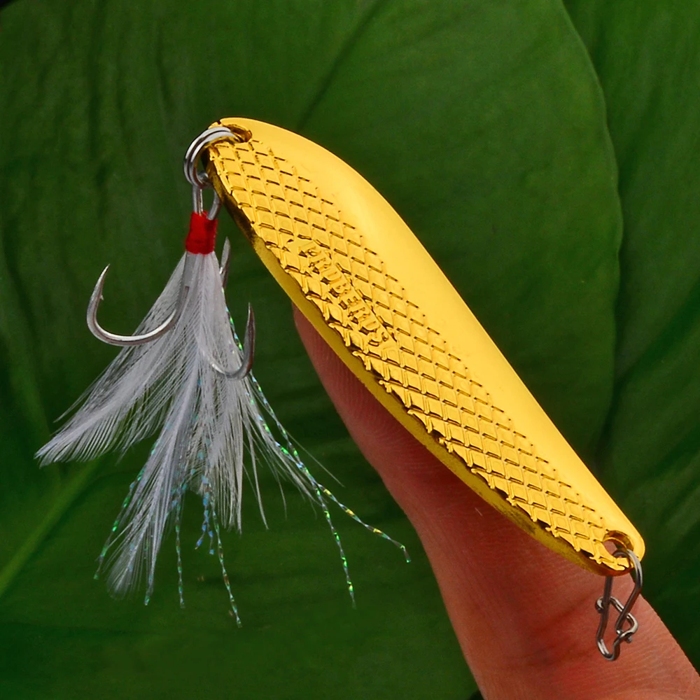 

1PC Metal Spoon Lure 16g-11g-6g Spinner Bassbaits Silver/Gold Hard Sequins Paillette with Feather Hook Tackle