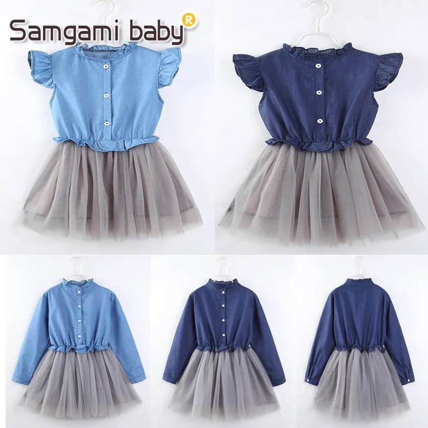2019 Girls New Style Spring-Summer Princess Dress Western Style Tutu Korean-Style Cowboy Panel Dress