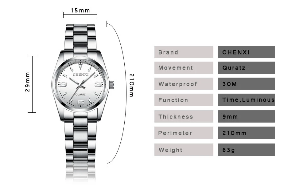 Часы наручные CHENXI женские кварцевые модные роскошные брендовые аналоговые