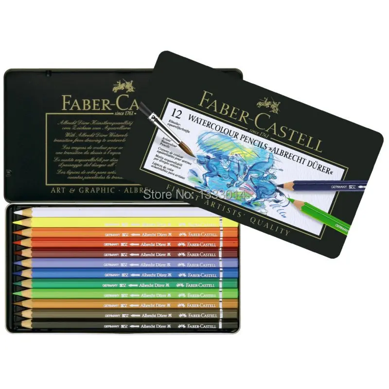 12pcs/box Faber castell green tin advanced water soluble color water