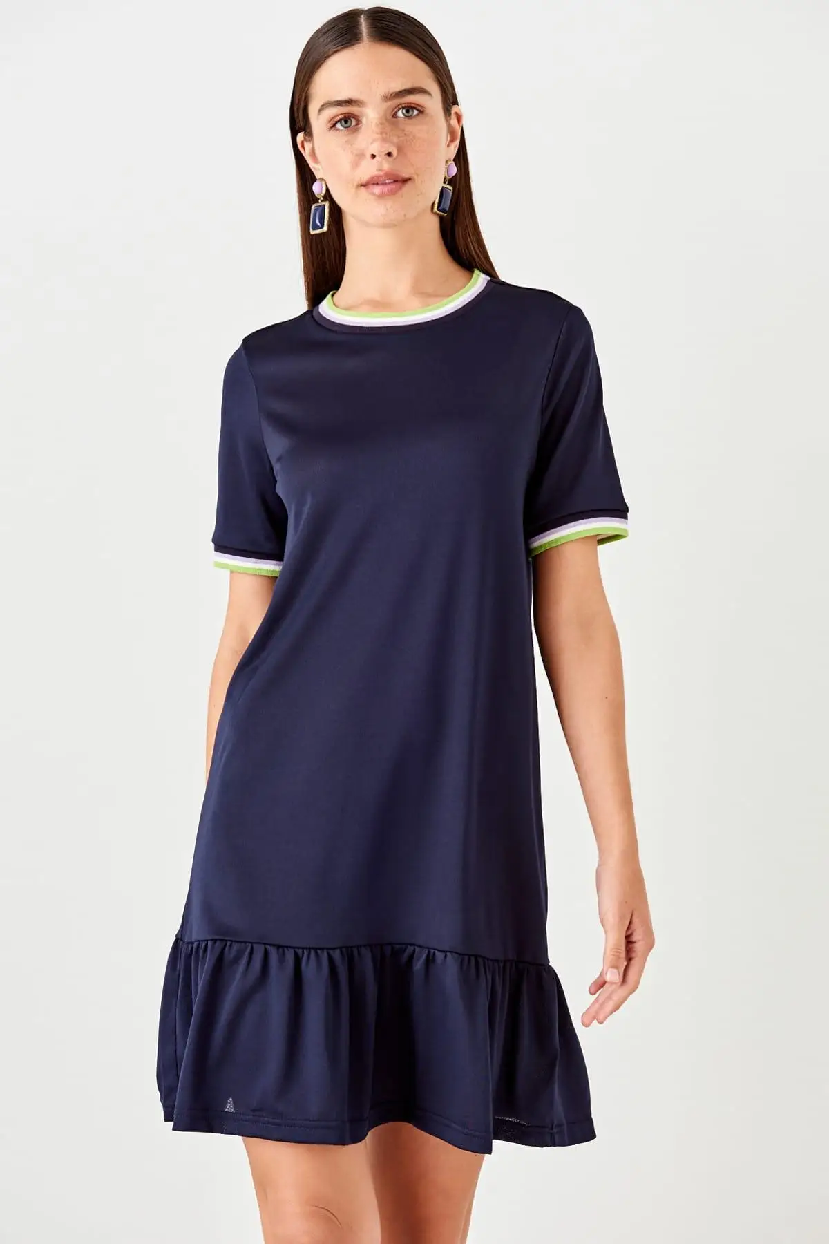 Trendyol Индиго Узорчатое трикотажное платье TWOSS19EH0265 | Женская одежда