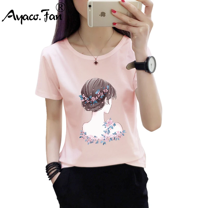 

Hot Short Sleeve T-Shirts 2019 Summer New Cute O-Neck Print Women T-Shirt for Girls Students Female Casual Loose Lady Tops Tees