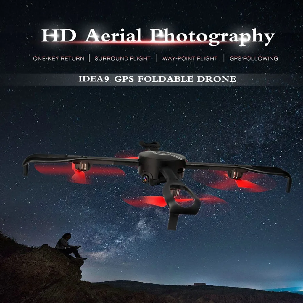 

HINST RC Quadcopter Selfie Drone IDEA9 2.4Ghz GPS FPV Wifi 1080P HD Camera Mobile Control For Movement JAN16