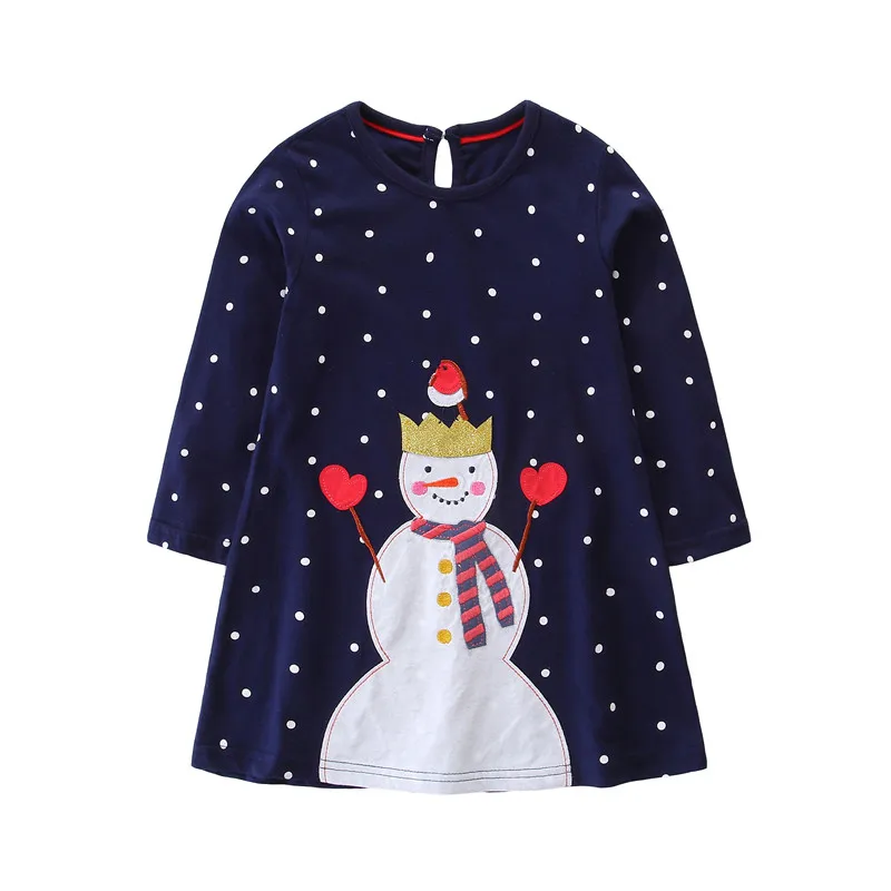 Г. Детские платья для девочек с аппликацией; Одежда для девочек; платья с длинными рукавами и рисунком снеговика; детская одежда; модное Хлопковое платье принцессы для девочек