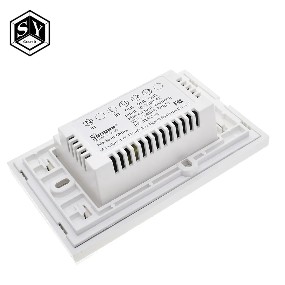 

Sonoff T1 US Smart Wifi Wall Light Switch 1 Gang Touch/WiFi/315 RF/APP Remote Smart Home Wall Touch Switch Works with Alexa